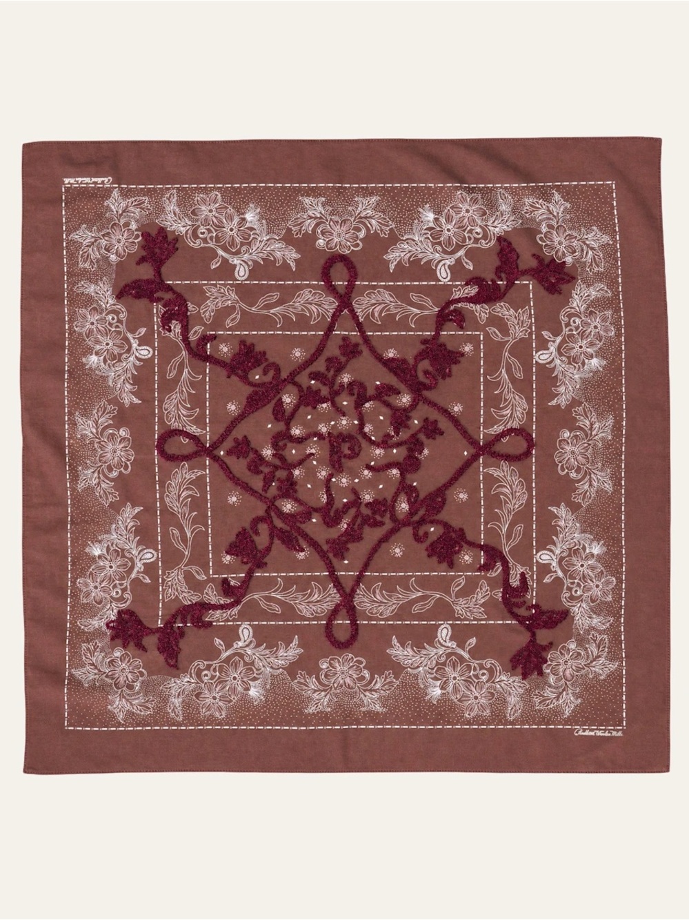 Pendleton Brown and Burgundy Floral Bandana